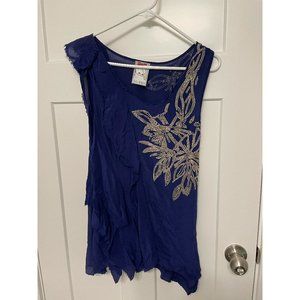 Anthropologie Yoana Baraschi Blue Beaded Blouse